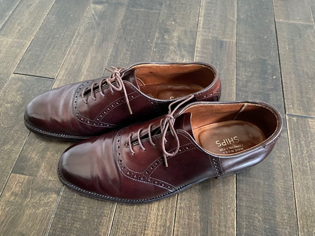 【SHIPS別注】Alden 994 コードバン サドル 6.5D バーガンディ