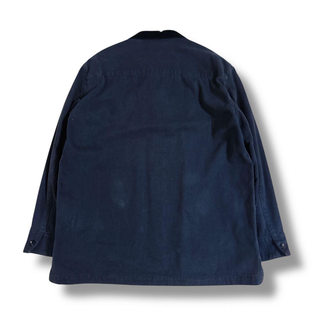 PAPAS カバーオール 襟袖 コーデュロイ ネイビー ブラック ロゴ刺繍