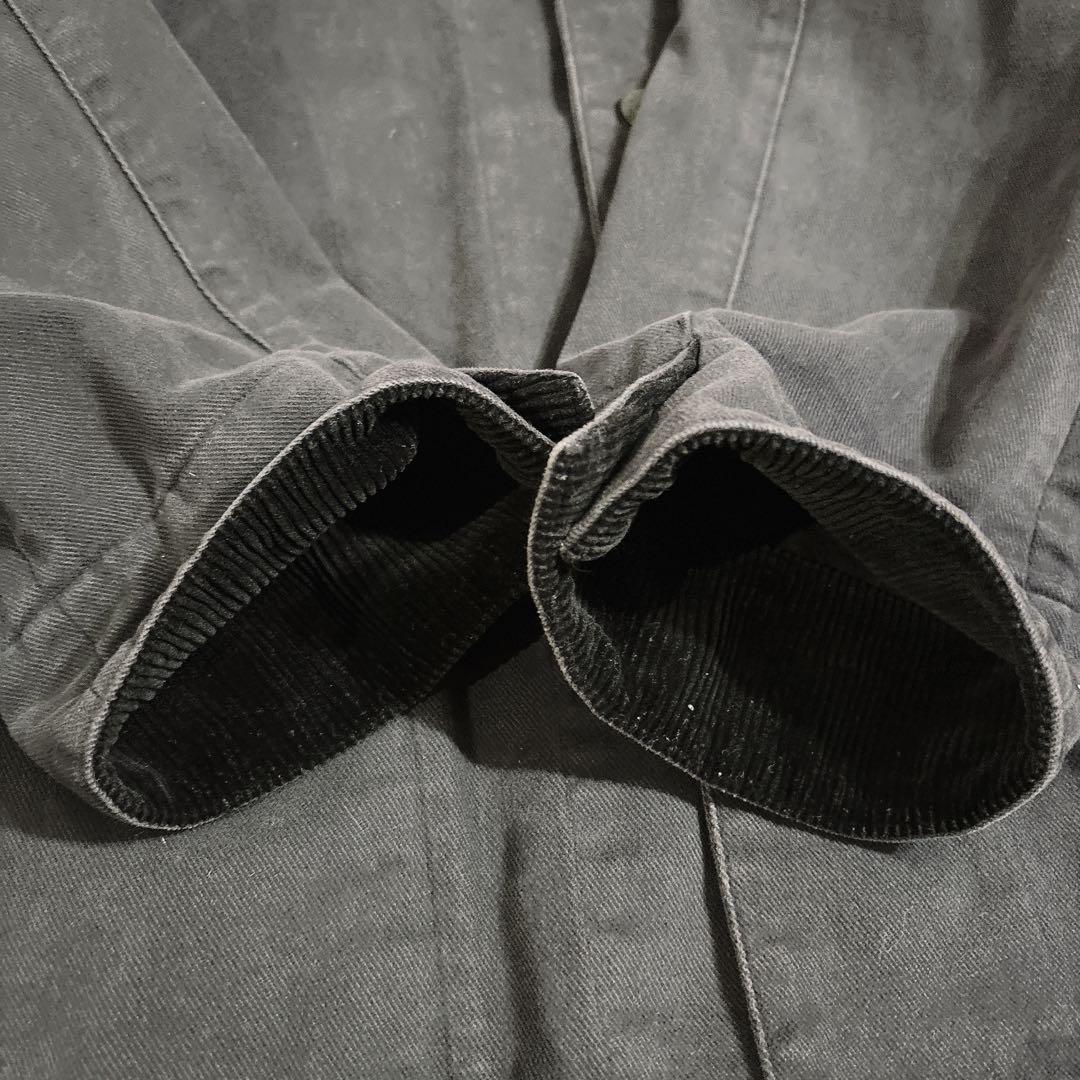 PAPAS カバーオール 襟袖 コーデュロイ ネイビー ブラック ロゴ刺繍