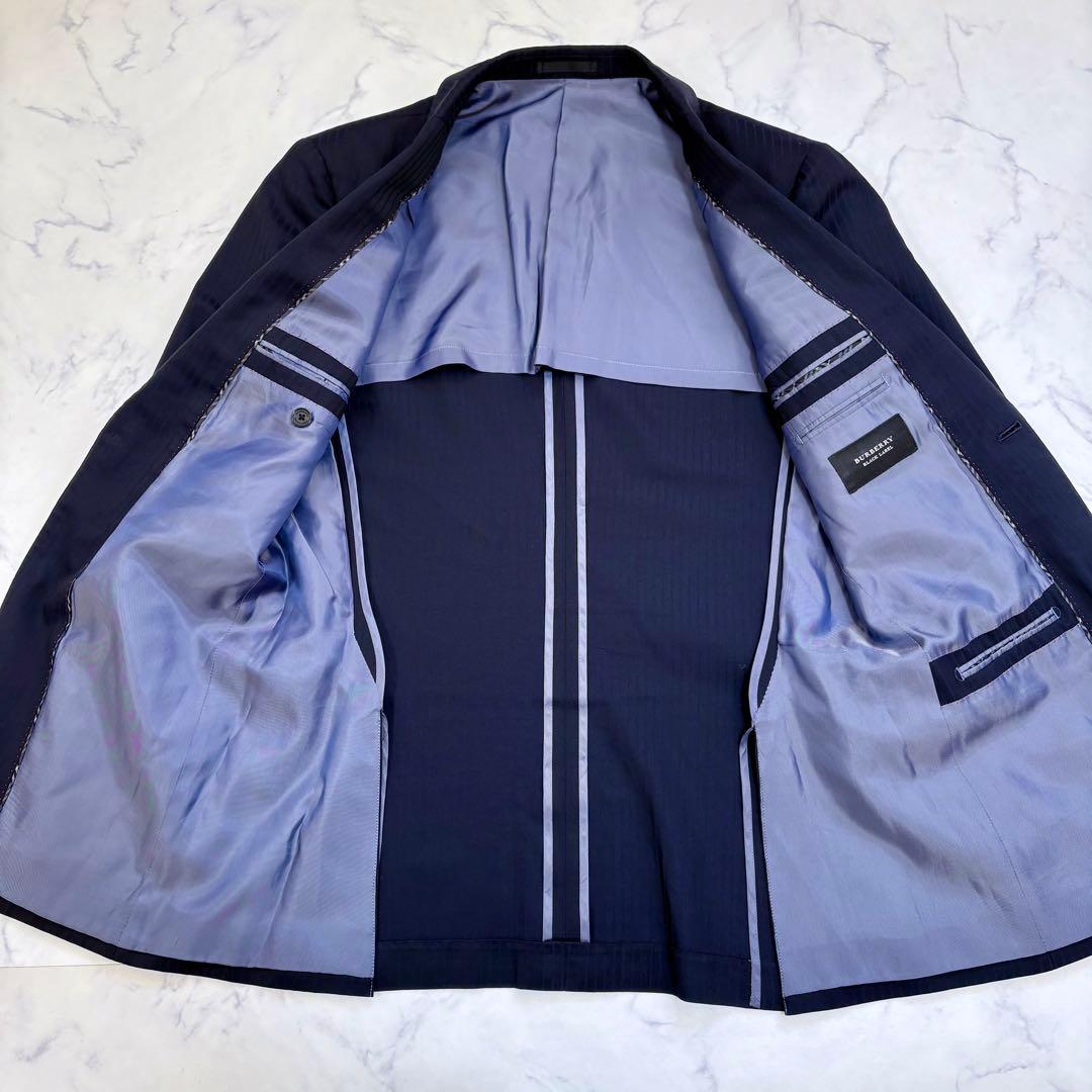 美品 BURBERRY BLACK LABEL ネイビー ストライプ スーツ L