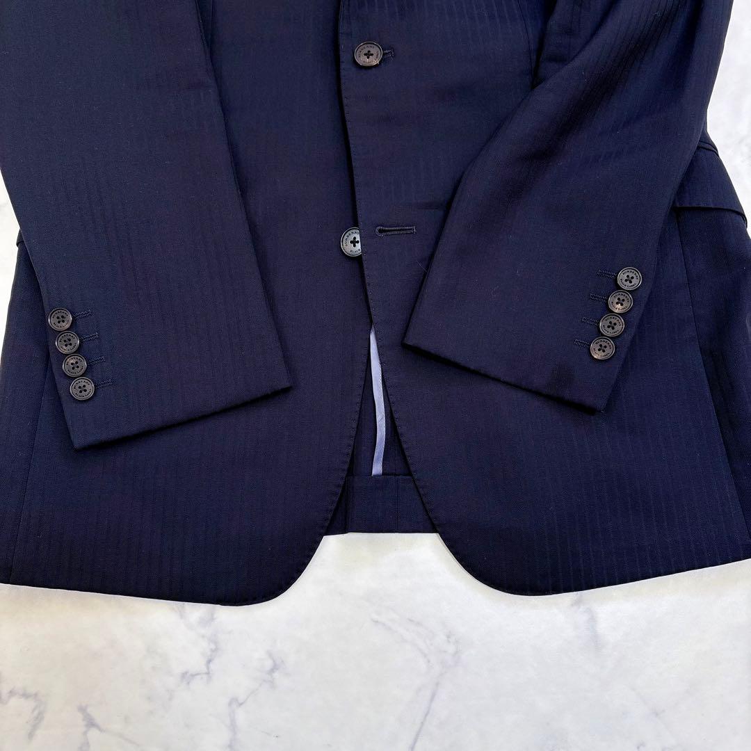 美品 BURBERRY BLACK LABEL ネイビー ストライプ スーツ L