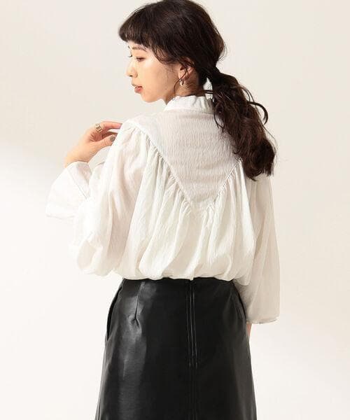 美品 デミルクス ビームス 2,2万円 ボウタイブラウス ホワイト D303