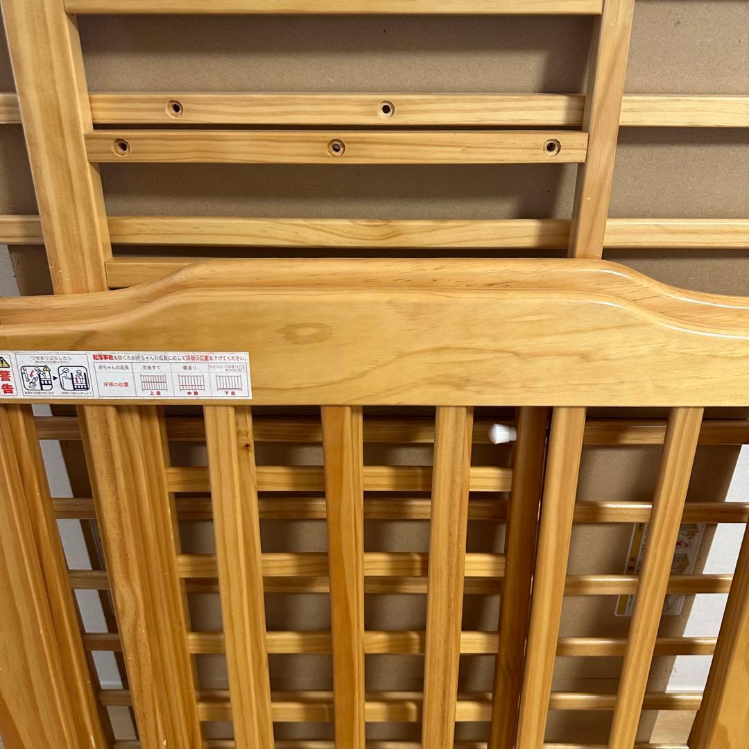 ベビーベッド ハイタイプ 床板すのこ 【カトージ(KATOJI)】説明書付き