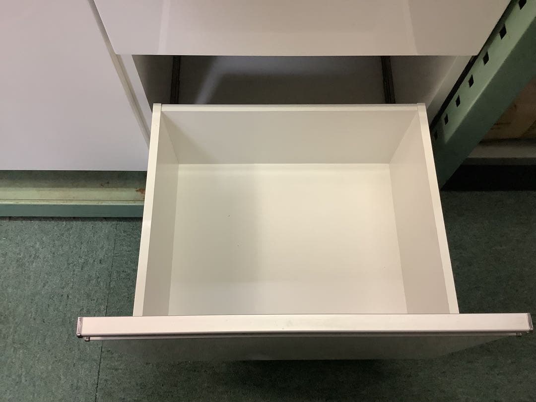 エナメルホワイト　伸縮式キッチンカウンター　キャスター付き