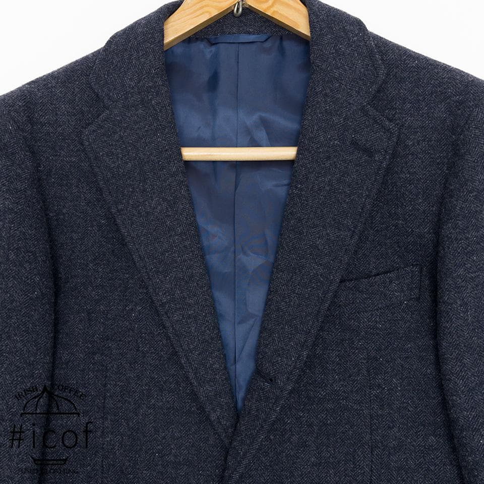 ツイード アンコン 日本製生地 glr スーツ 厚手 A4 紺 b22