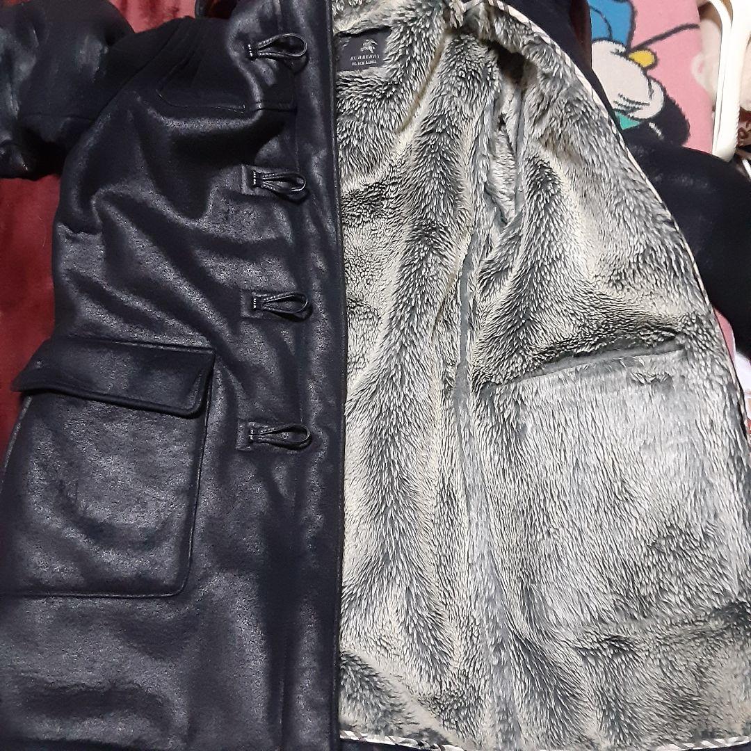 BURBERRYブラックレーベル ダッフルコート ブラック.合成皮革…