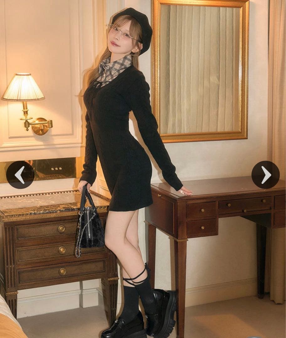 ミシェルマカロン ♡ シャツレイヤード風ニットワンピース