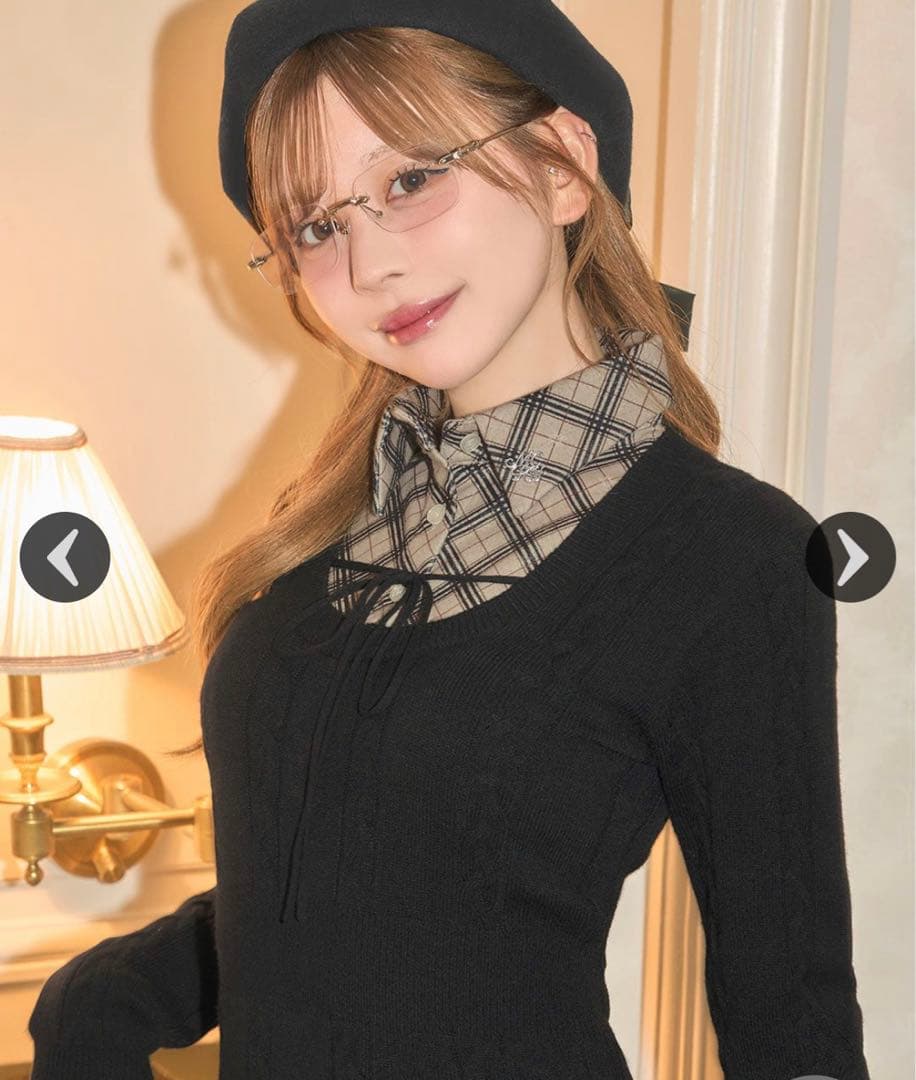 ミシェルマカロン ♡ シャツレイヤード風ニットワンピース