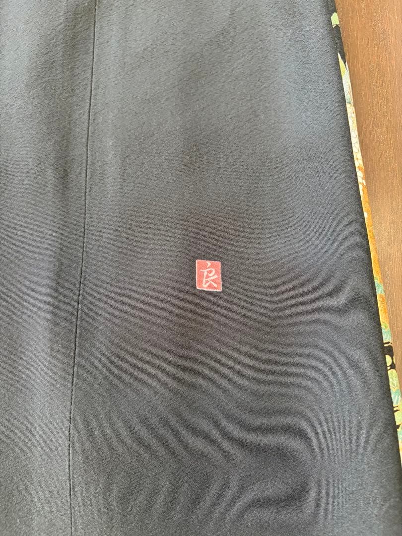 着物リメイク　黒留袖　ロングワンピース　　ゴールド　山車　作家物