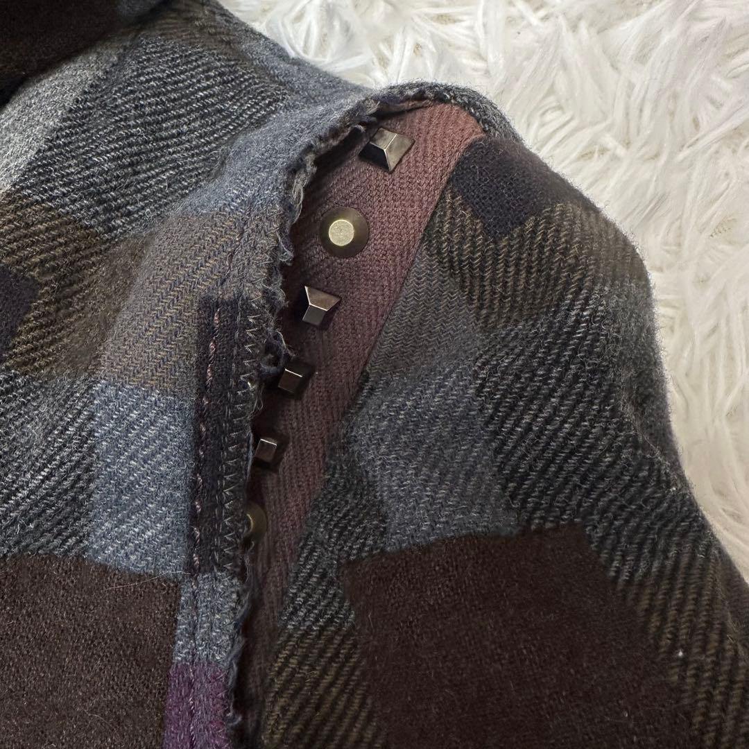 希少　マリテフランソワジルボー　スタッズ　パッチワーク　ロングコート　Lサイズ