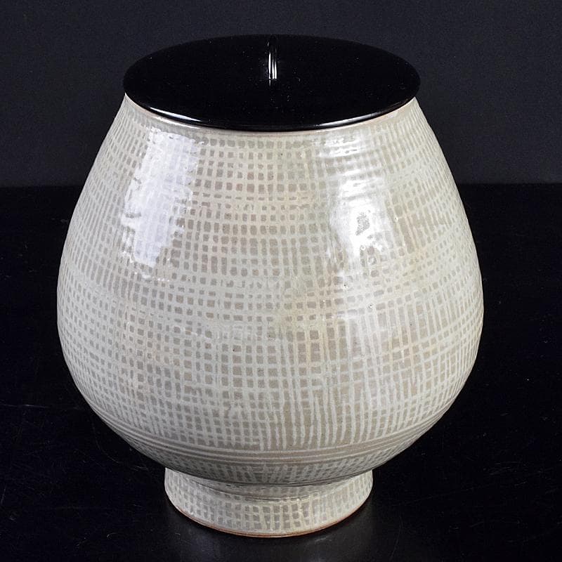 阿漕焼　福森比路志造　三島芋頭水指　銘洗心　前大徳大橋香林極め箱　VR7697B