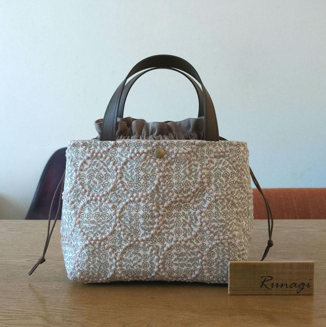 【1578】あおりポケットの巾着バッグ＊ミナペルホネン