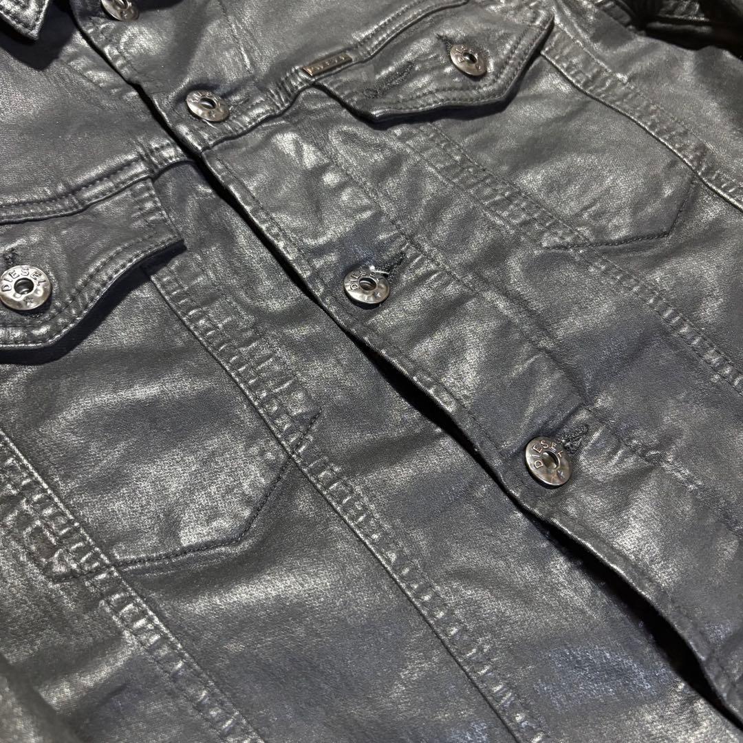 DIESEL ELSHAR コーティングデニムジャケット ブラック Sサイズ