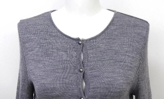 極美品 FOXEYフォクシー シェイプリブカーディガン グレー 38