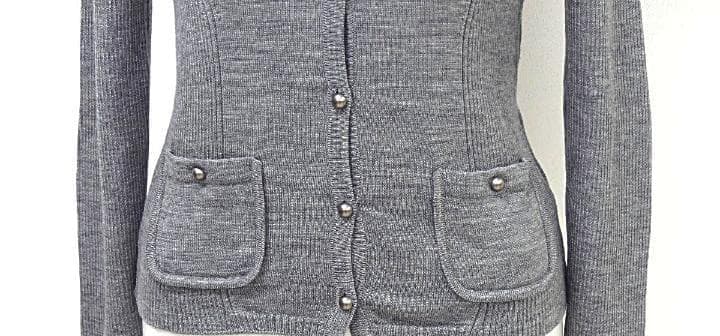 極美品 FOXEYフォクシー シェイプリブカーディガン グレー 38