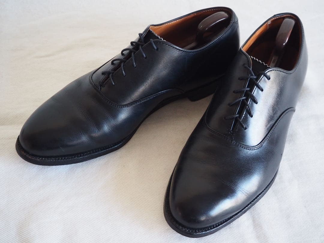 靴 Alden 932 Black Plain Toe Balmoral