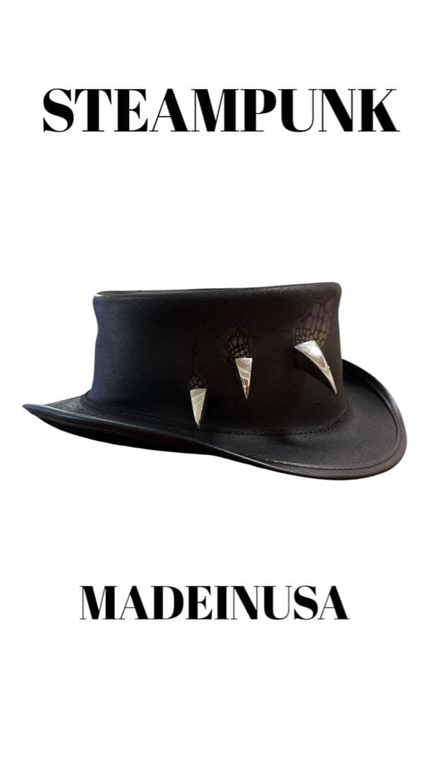 スチームパンク ブラック ハット アメリカ製 レア　希少　コスプレ　レザー