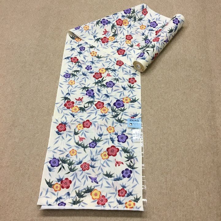 新品 源氏物語 紅型調ゆかた 浴衣 反物 沖縄 和装 着物 半幅帯 兵児帯