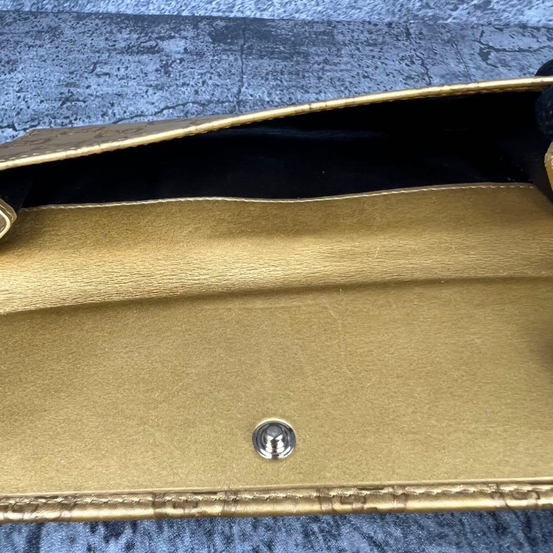 GUCCI ラブリーハート GG柄 レザー 長財布 ゴールド