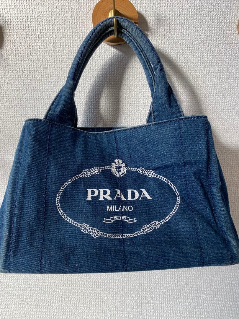 PRADA カナパ　デニム　ハンドバッグ