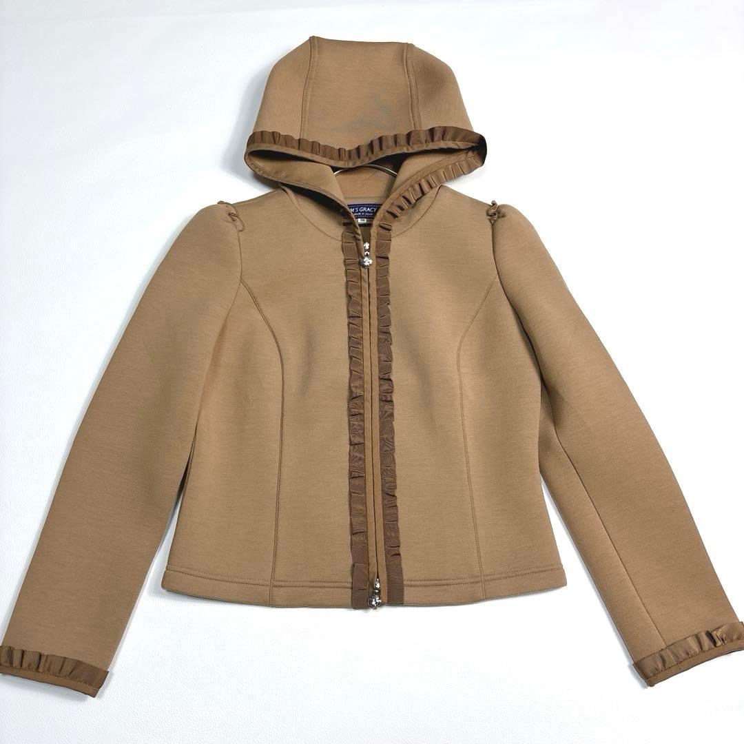 未使用級✨エムズグレイシー ボンディング ジップパーカー フリル カメリア M