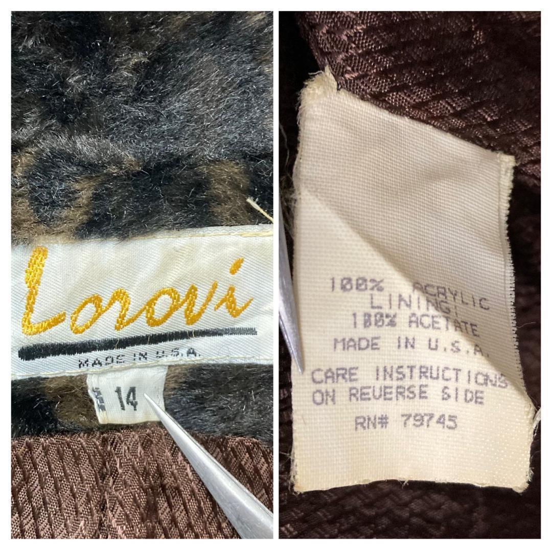 《US古着》ヴィンテージ レオパード フェイクファーコート レディースXL程