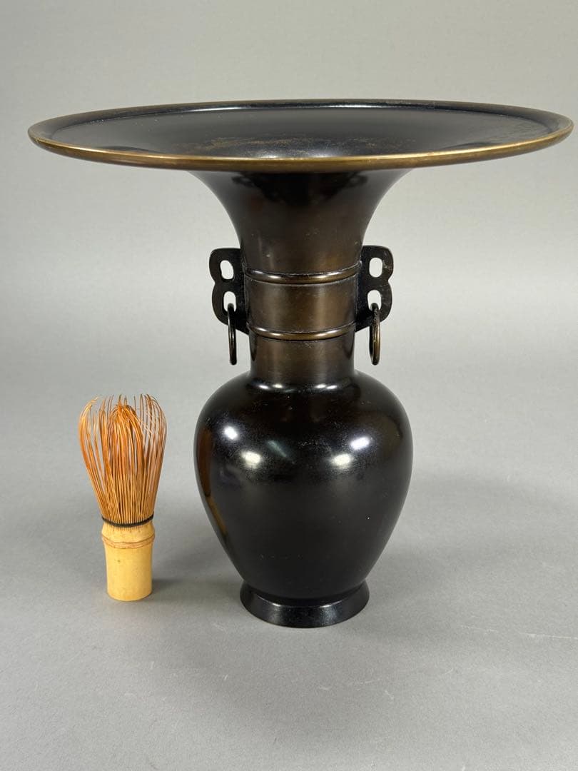 いけばな　池坊 唐銅花瓶 立花　花器　花瓶　華道具高さ:24.5cm