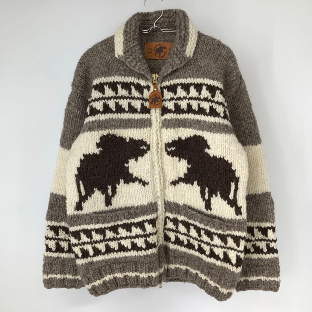 ハンティングワールド　カウチンセーター　M　ウール100　カナダ製