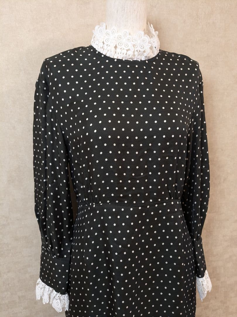 SANDRO　ドットミニワンピース　レース　ブラック　36　サンドロ