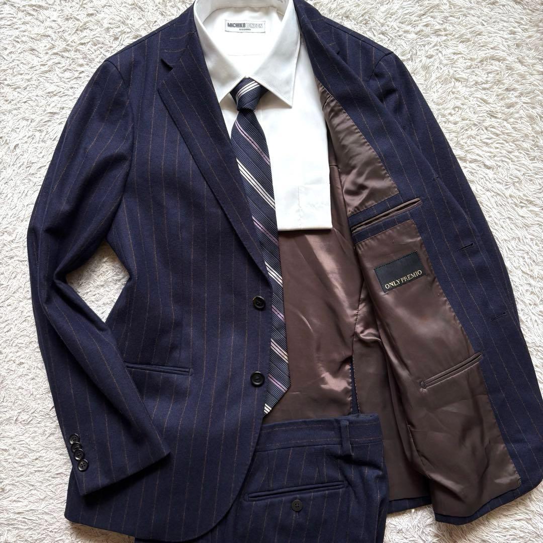 ★カノニコ Lサイズ★ONLY セットアップ スーツ 太ストライプ ネイビー