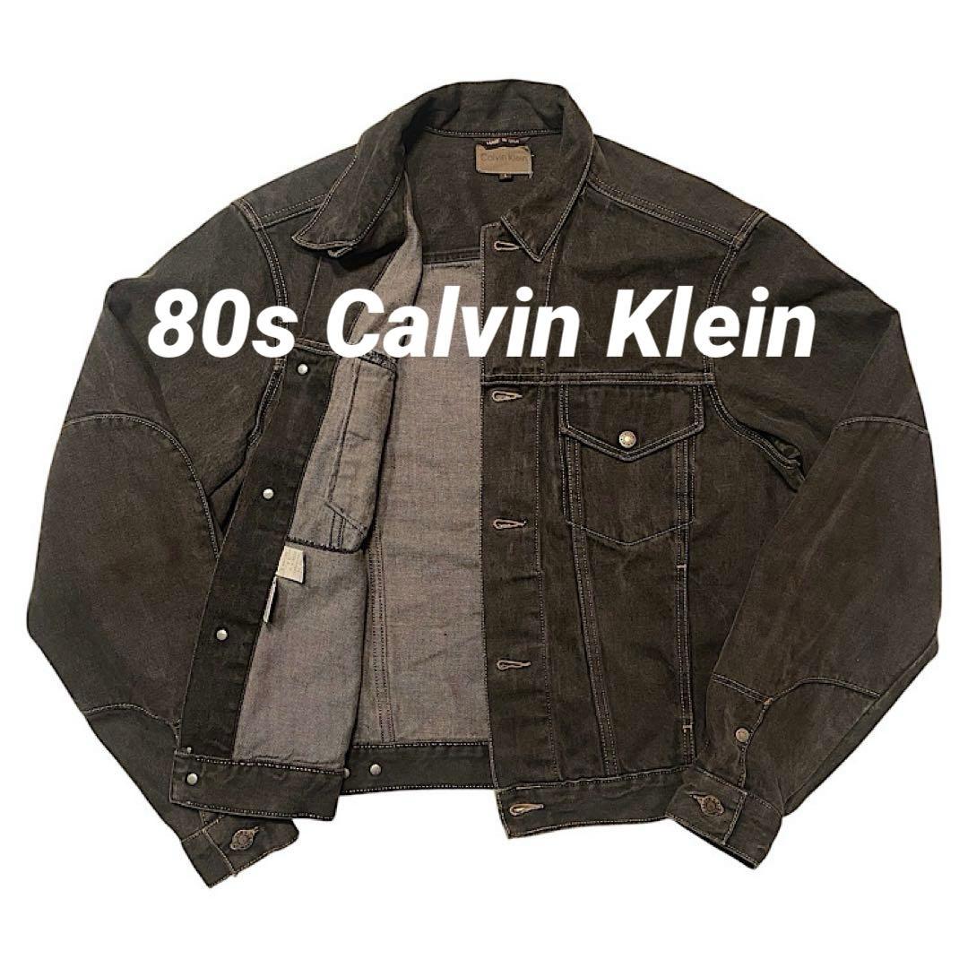 8*様 80s カルバンクライン 先染め ブラックデニムジャケット ビンテージ常