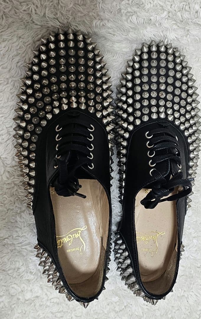 美品 クリスチャンル ブタン フラットシューズ　パンプス レザー　黒 23相当