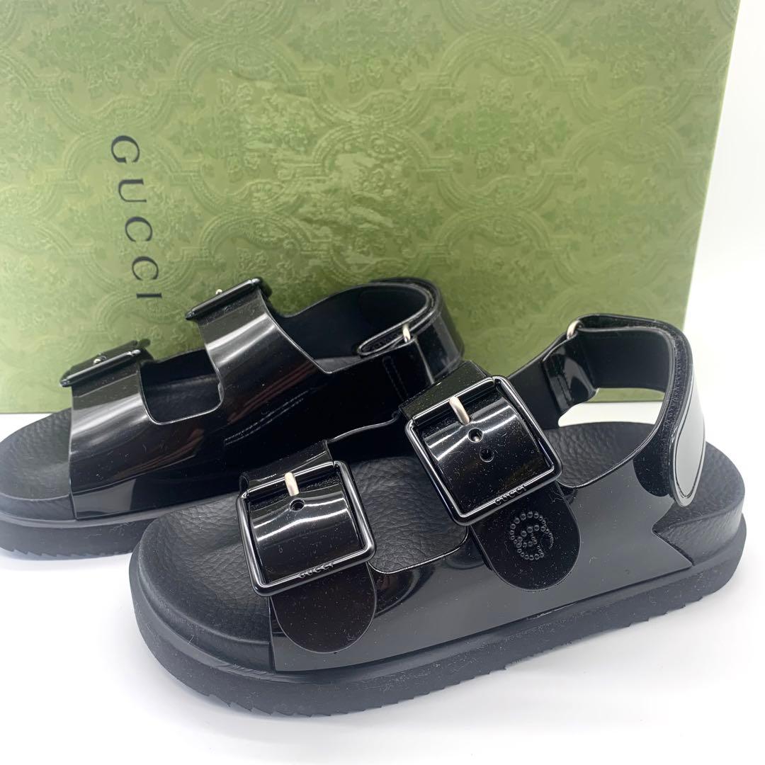 新品未使用 グッチ ラバーサンダル マーモント GG ブラック 箱袋付 22cm