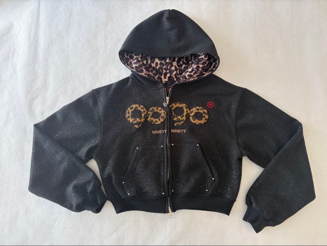 9090 logoGlitterジップパーカー