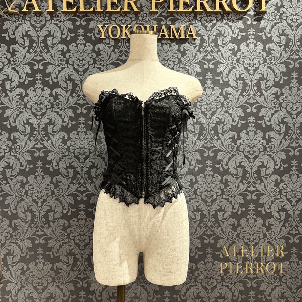 アトリエピエロ Lace Up Long Corset 黒