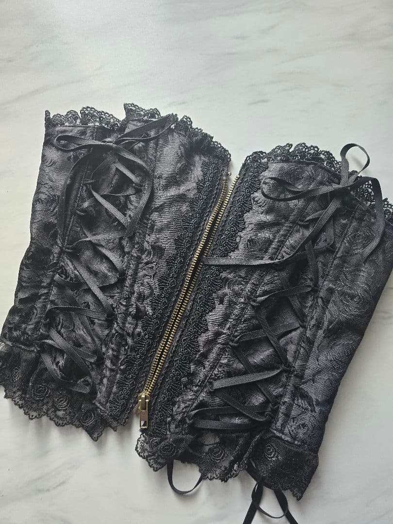 アトリエピエロ Lace Up Long Corset 黒