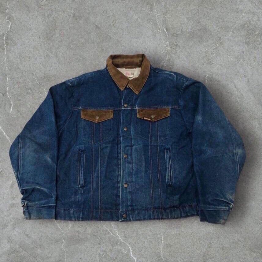 鬼フェード80sUSA製ヴィンテージデニムシェルパジャケット襟コーズショート丈G