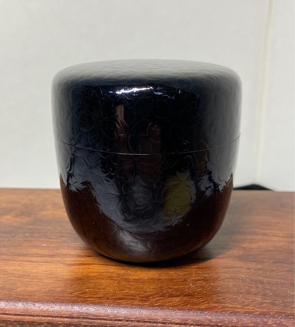 【茶道具】蒼雲造　夜桜蒔絵利休棗（共箱）