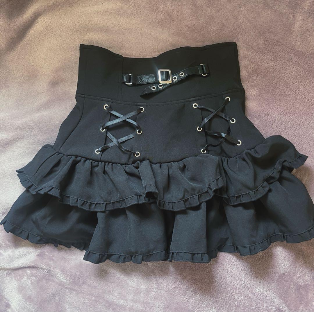 Hauls ハウスダストコラボ レースアップフリルミニスカート