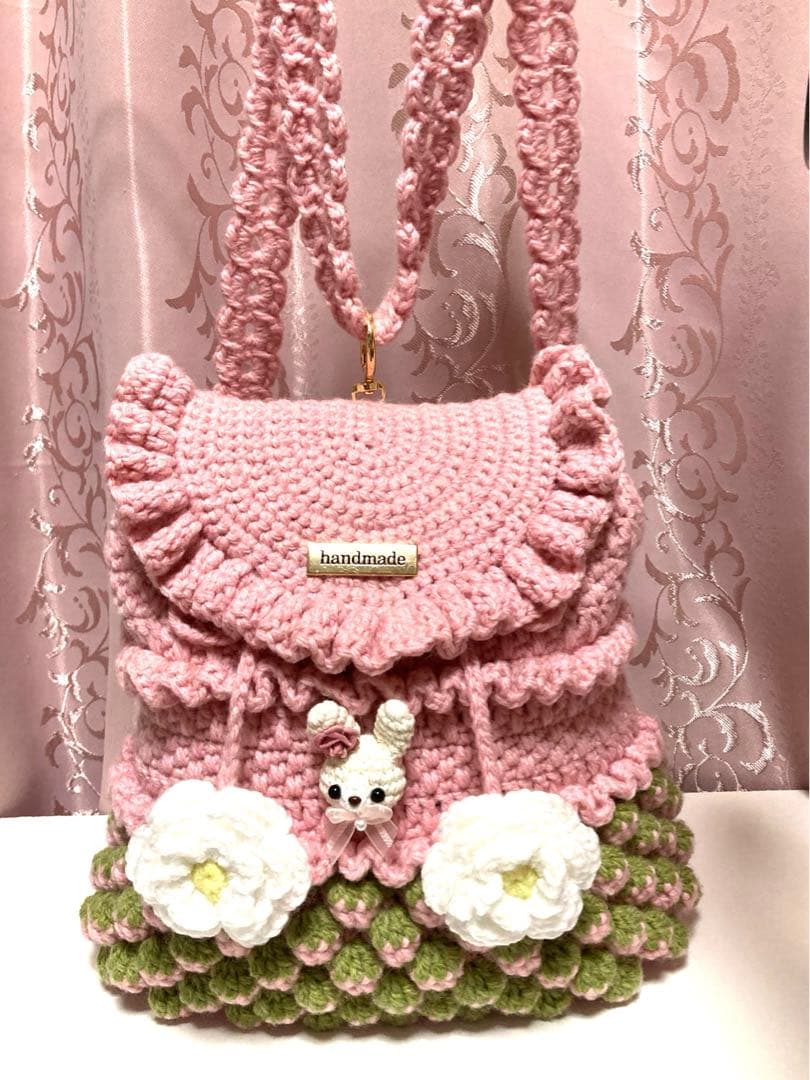♥️手編み♥️ハンドメイド　リュックバッグ♥️いちごバッグ♥️巾着バッグ♥️