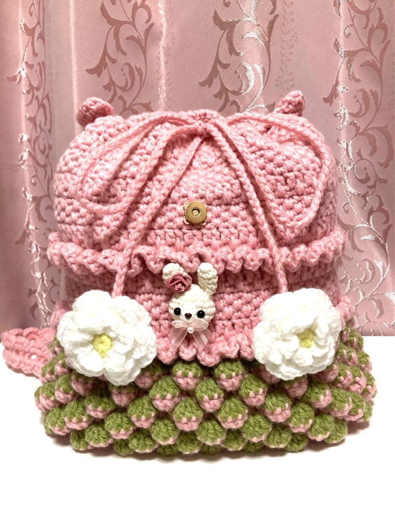 ♥️手編み♥️ハンドメイド　リュックバッグ♥️いちごバッグ♥️巾着バッグ♥️