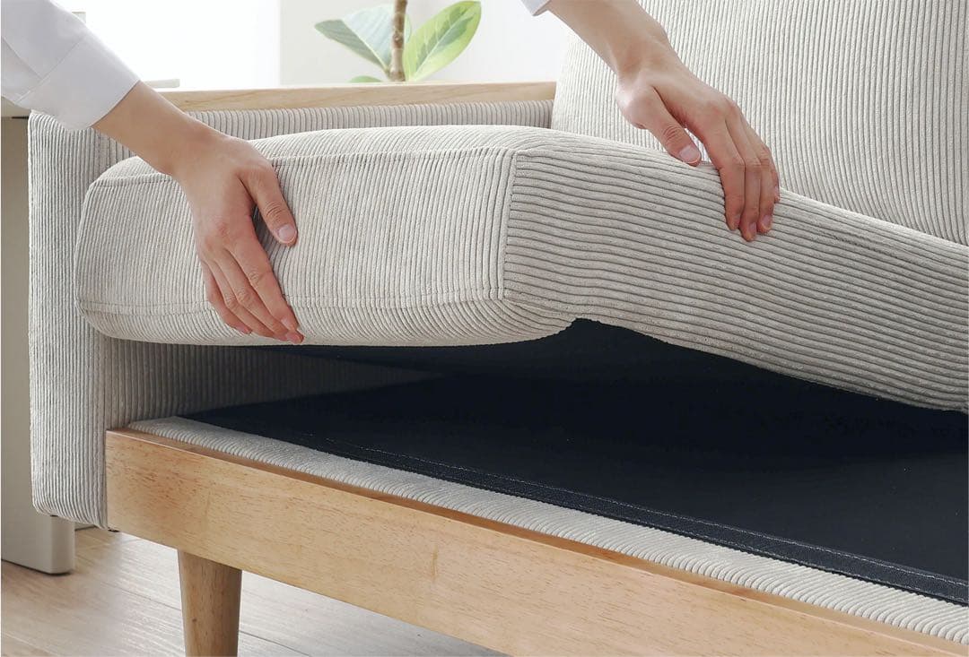 ［さくらんぼ！】ソファCosnaコーデュロイ 2人掛けソファ 木製フレーム