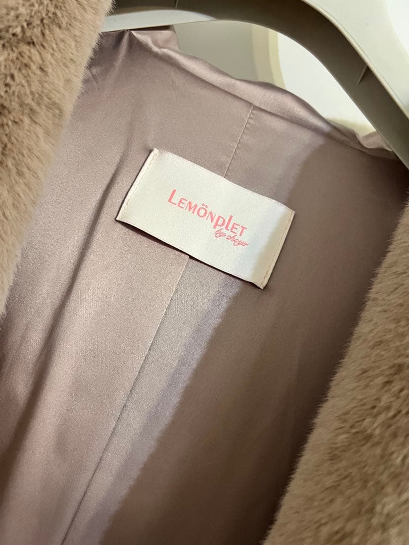 Lemonplet フード付き エコファー マキシコート　レモンプレット