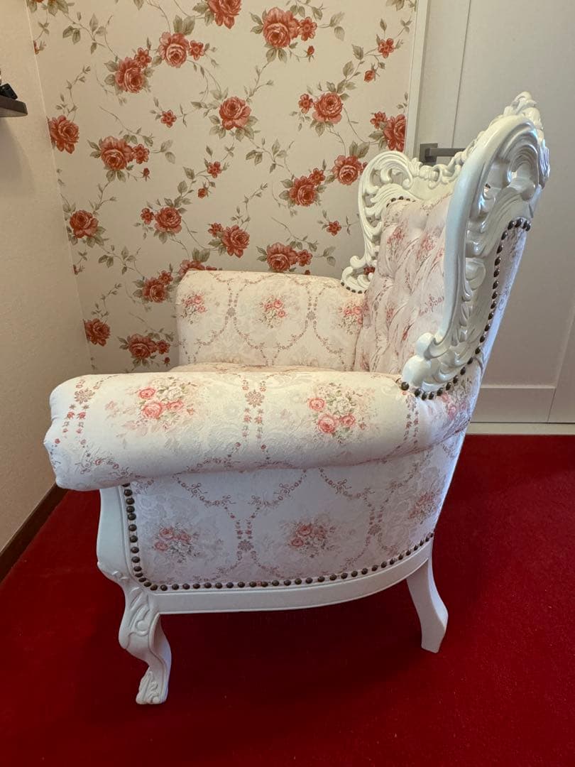 【美品】スクレドゥフィーユ・姫系・ロココ調・アンティーク・猫脚・1人掛けソファ