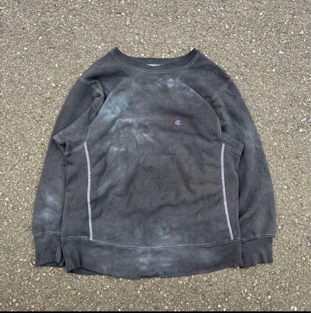 80s Championトリコタグ 後染め ブラック リバースウィーブ 目付き