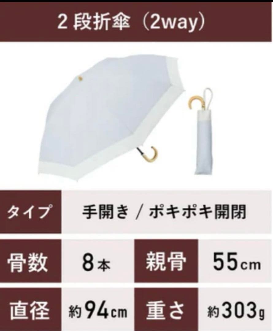 日傘 Waterfront COKAGE+ プラス 2段折傘 ラテベージュ