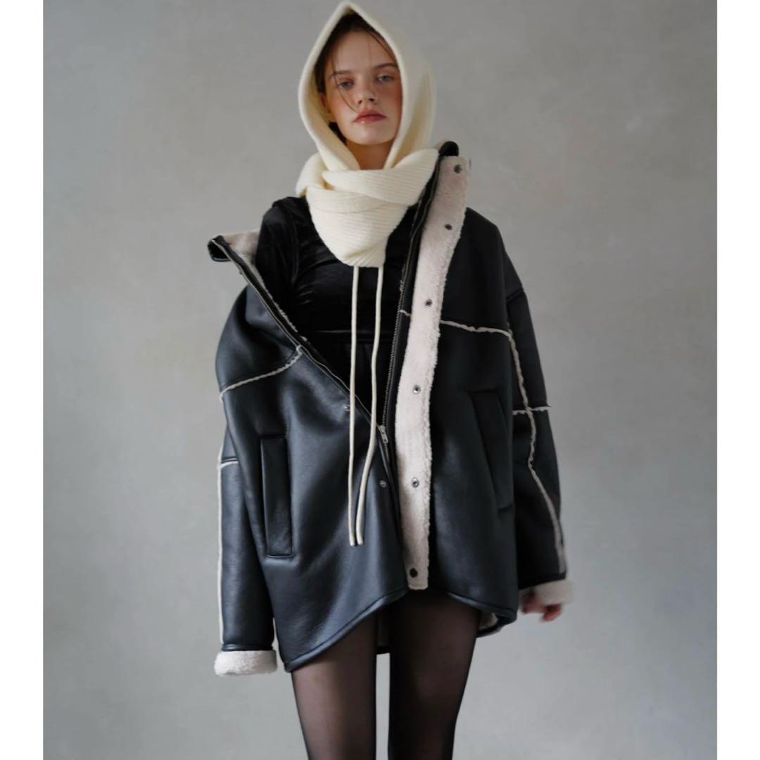 【TRUNC】Boa Collar Faux Leather Blouson