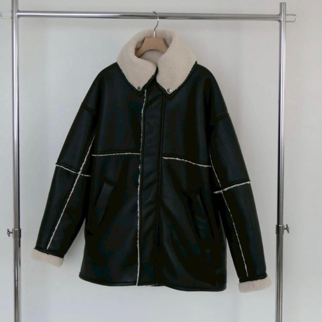 【TRUNC】Boa Collar Faux Leather Blouson