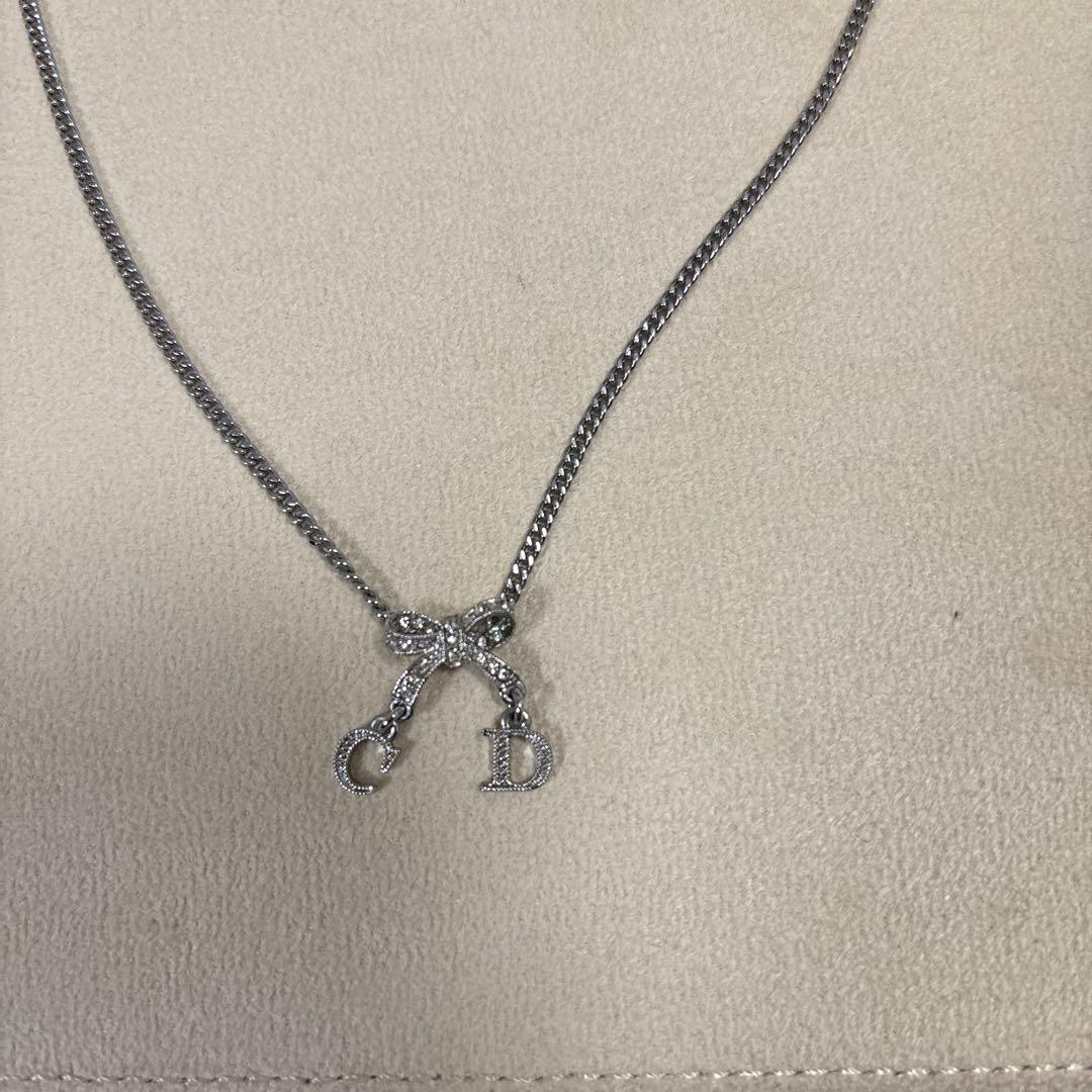 Dior シルバー ネックレス C&D チャーム付き