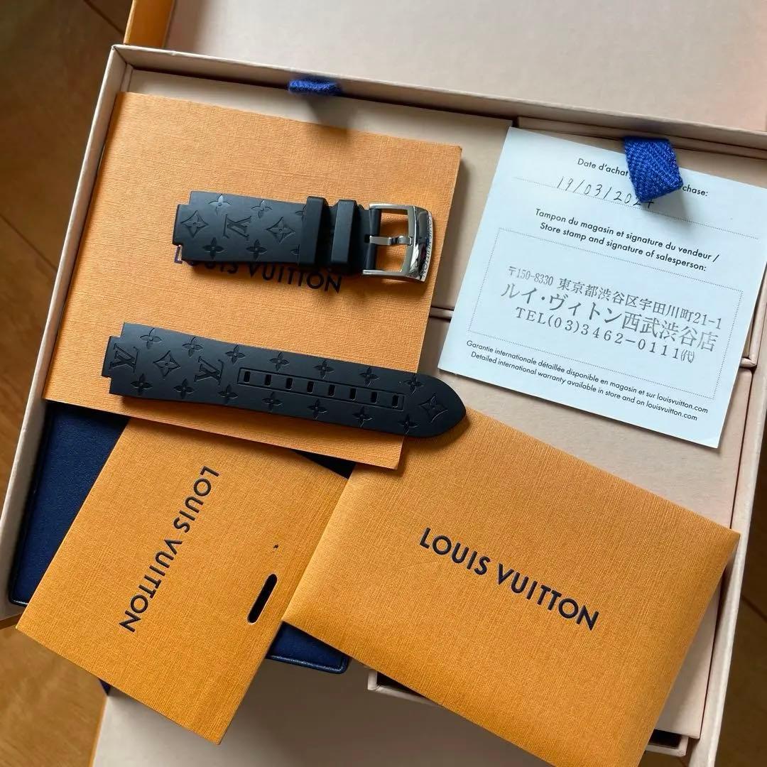 ルイヴィトン　腕時計　ラバー　ベルト　モノグラム　ブラック